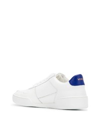 Baskets basses en cuir blanc et bleu Versace