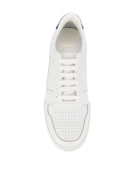 Baskets basses en cuir blanc et bleu Versace