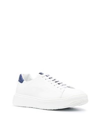 Baskets basses en cuir blanc et bleu Fratelli Rossetti