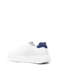 Baskets basses en cuir blanc et bleu Fratelli Rossetti