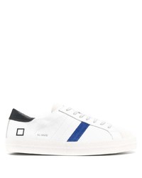 Baskets basses en cuir blanc et bleu D.A.T.E