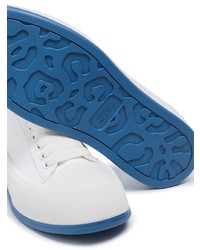 Baskets basses en cuir blanc et bleu Alexander McQueen