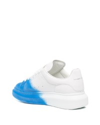 Baskets basses en cuir blanc et bleu Alexander McQueen