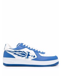 Baskets basses en cuir blanc et bleu Enterprise Japan