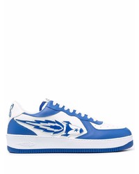 Baskets basses en cuir blanc et bleu Enterprise Japan