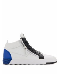 Baskets basses en cuir blanc et bleu Giuseppe Zanotti