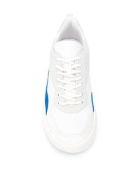 Baskets basses en cuir blanc et bleu Valentino Garavani