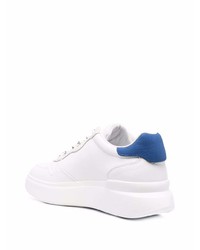 Baskets basses en cuir blanc et bleu Hogan