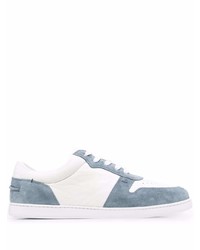 Baskets basses en cuir blanc et bleu Harrys Of London