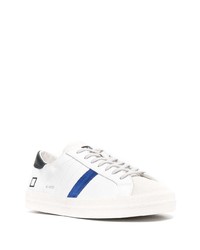 Baskets basses en cuir blanc et bleu D.A.T.E