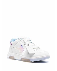 Baskets basses en cuir blanc et bleu Off-White