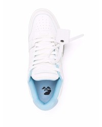 Baskets basses en cuir blanc et bleu Off-White