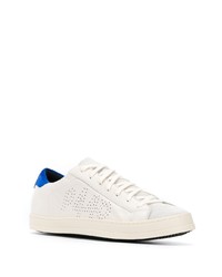 Baskets basses en cuir blanc et bleu P448