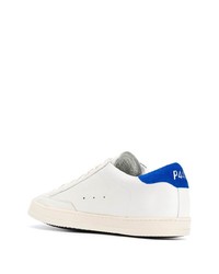 Baskets basses en cuir blanc et bleu P448