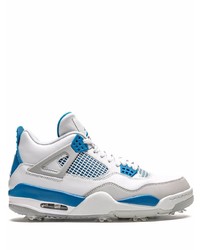 Baskets basses en cuir blanc et bleu Jordan