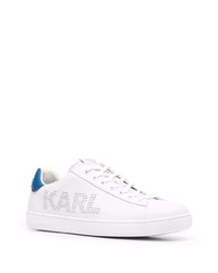 Baskets basses en cuir blanc et bleu Karl Lagerfeld