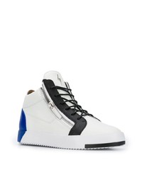 Baskets basses en cuir blanc et bleu Giuseppe Zanotti