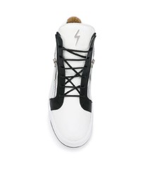 Baskets basses en cuir blanc et bleu Giuseppe Zanotti