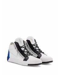 Baskets basses en cuir blanc et bleu Giuseppe Zanotti