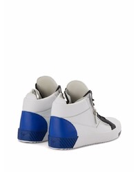 Baskets basses en cuir blanc et bleu Giuseppe Zanotti