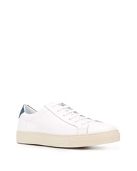 Baskets basses en cuir blanc et bleu Scarosso