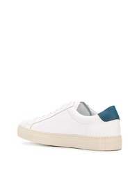 Baskets basses en cuir blanc et bleu Scarosso