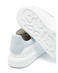 Baskets basses en cuir blanc et bleu Alexander McQueen