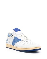 Baskets basses en cuir blanc et bleu Rhude