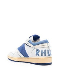 Baskets basses en cuir blanc et bleu Rhude