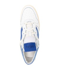 Baskets basses en cuir blanc et bleu Rhude