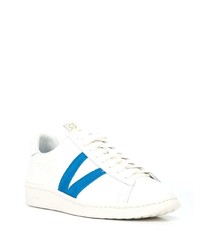 Baskets basses en cuir blanc et bleu VISVIM