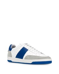 Baskets basses en cuir blanc et bleu Sandro Paris