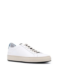 Baskets basses en cuir blanc et bleu Common Projects