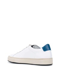 Baskets basses en cuir blanc et bleu Common Projects