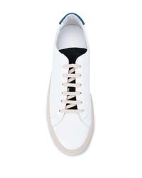 Baskets basses en cuir blanc et bleu Common Projects