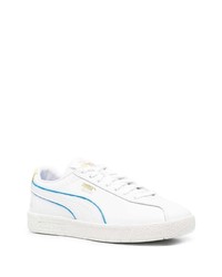 Baskets basses en cuir blanc et bleu Puma