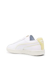 Baskets basses en cuir blanc et bleu Puma