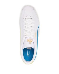 Baskets basses en cuir blanc et bleu Puma