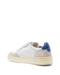 Baskets basses en cuir blanc et bleu AUTRY