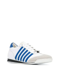 Baskets basses en cuir blanc et bleu DSQUARED2