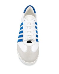 Baskets basses en cuir blanc et bleu DSQUARED2