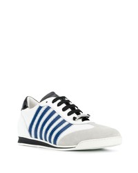 Baskets basses en cuir blanc et bleu DSQUARED2