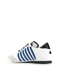 Baskets basses en cuir blanc et bleu DSQUARED2