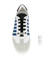 Baskets basses en cuir blanc et bleu DSQUARED2