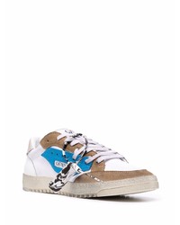 Baskets basses en cuir blanc et bleu Off-White