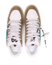 Baskets basses en cuir blanc et bleu Off-White