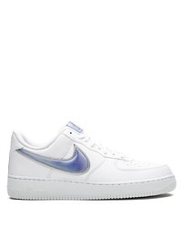 Baskets basses en cuir blanc et bleu Nike