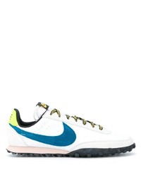 Baskets basses en cuir blanc et bleu Nike