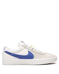 Baskets basses en cuir blanc et bleu Nike