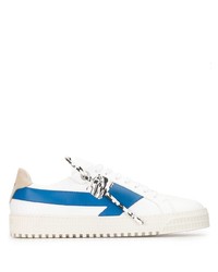 Baskets basses en cuir blanc et bleu Off-White